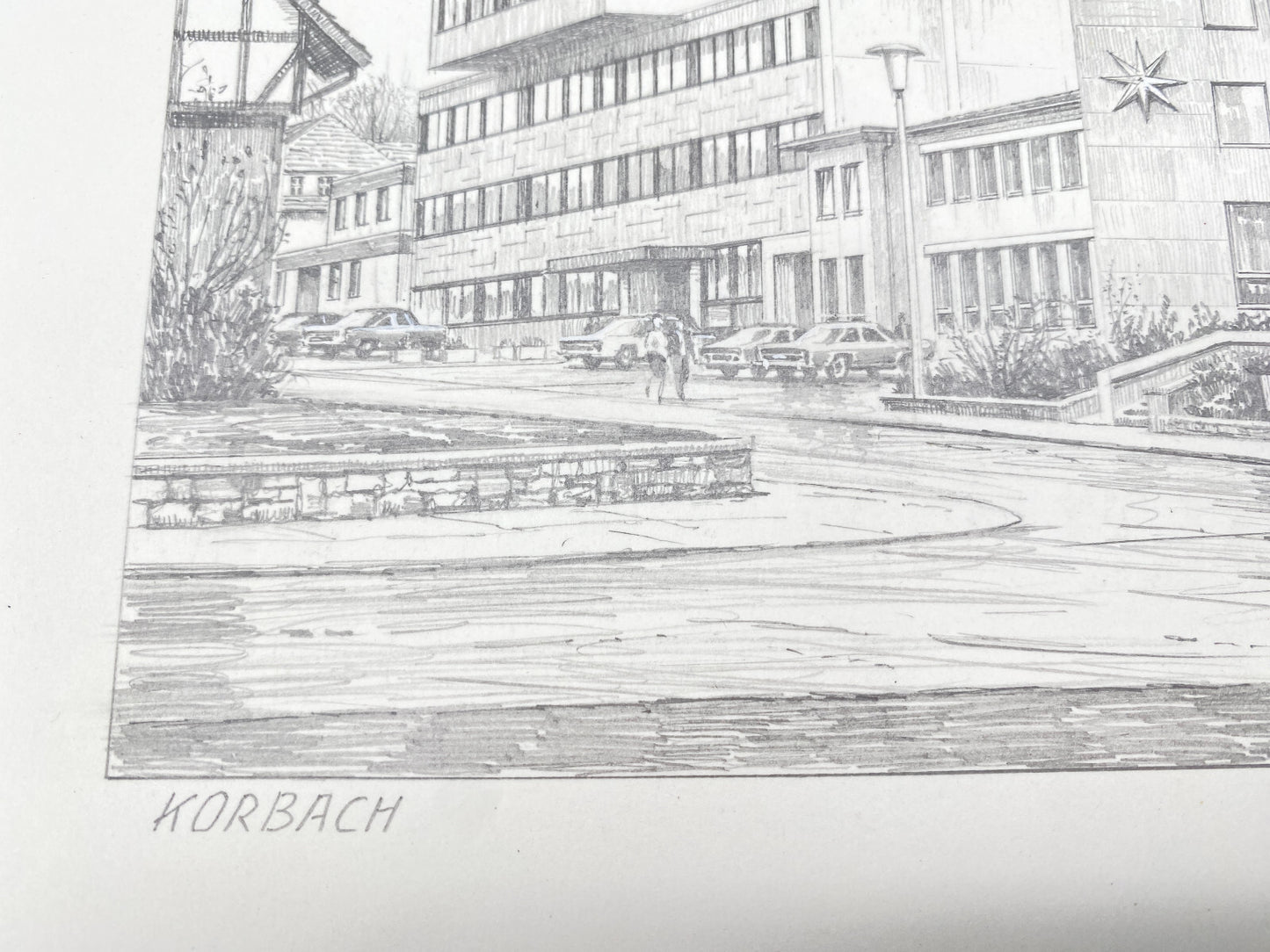 DEUTSCHER KÜNSTLER HEINZ WEHLISCH ZEICHNUNG KREISSPARKASSE KORBACH HANDSIGNIERT