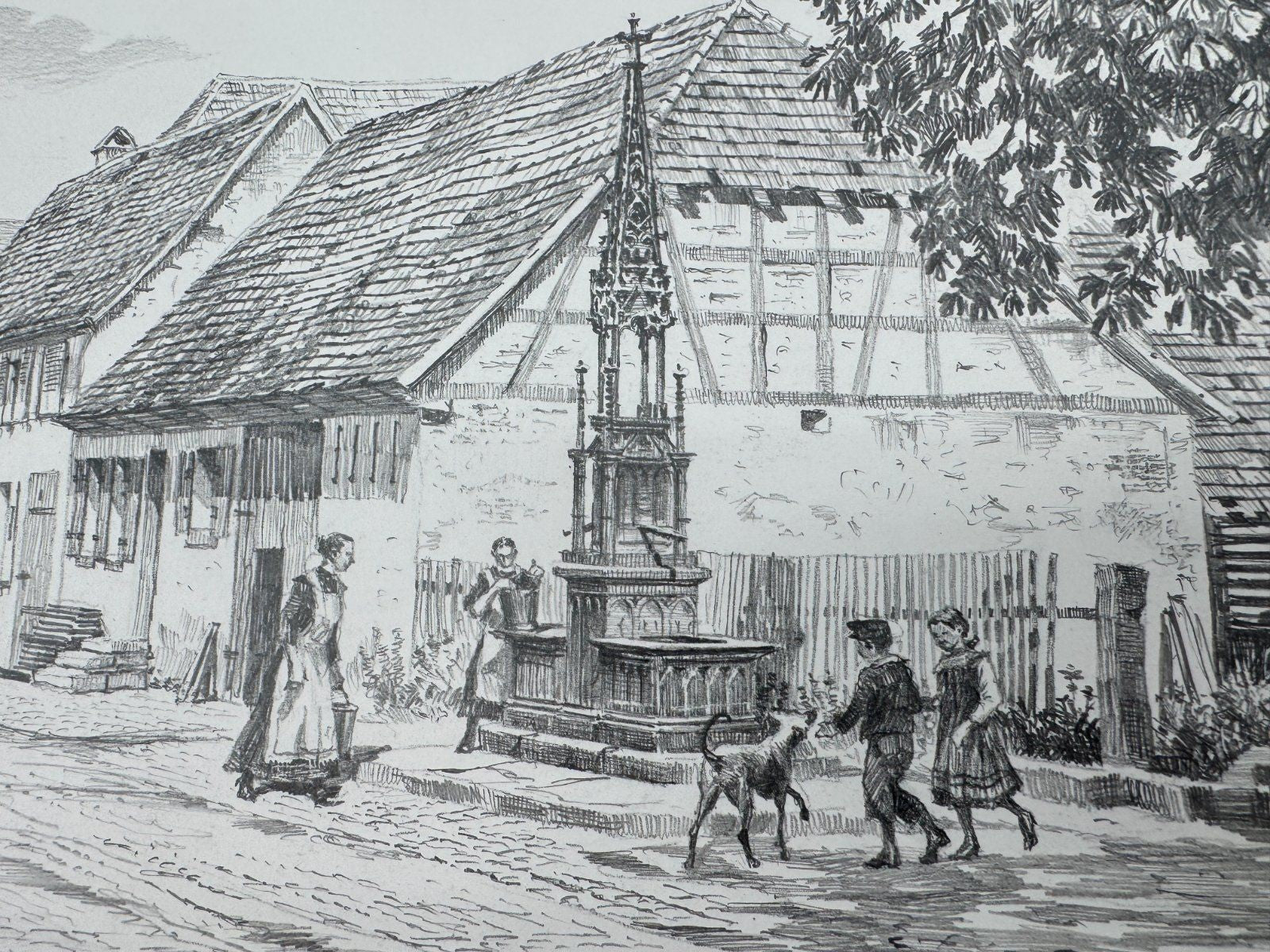 * HEINZ WEHLISCH ZEICHNUNG KUPPENHEIM UM 1890 ANSICHT SIGNIERT