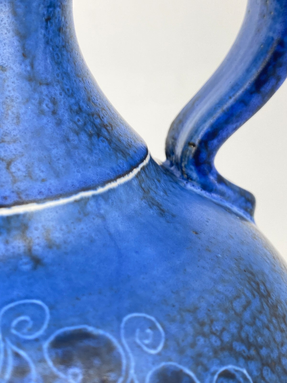 * THOMS HANDARBEIT STUDIO KERAMIK VASE BLAU AMPHORE SONNE MOND 60ER VINTAGE
