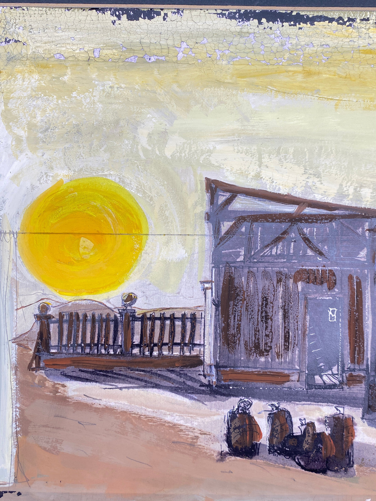 * BILD ACRYL ÖL GEMÄLDE ROMAN WEYL MARSKI URAUFFÜHRUNG 1966 BÜHNENBILD VINTAGE