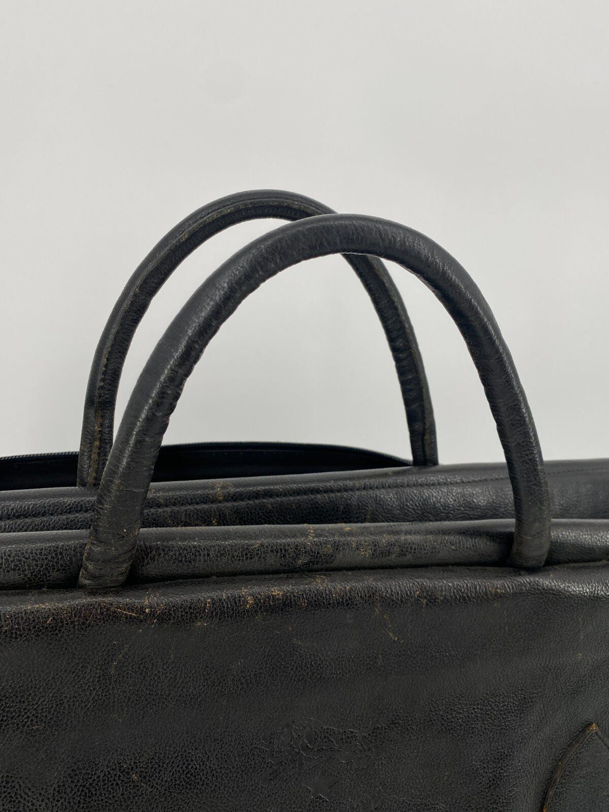* VINTAGE IL BISONTE ECHT LEDER REISETASCHE SCHWARZ ITALY DESIGN