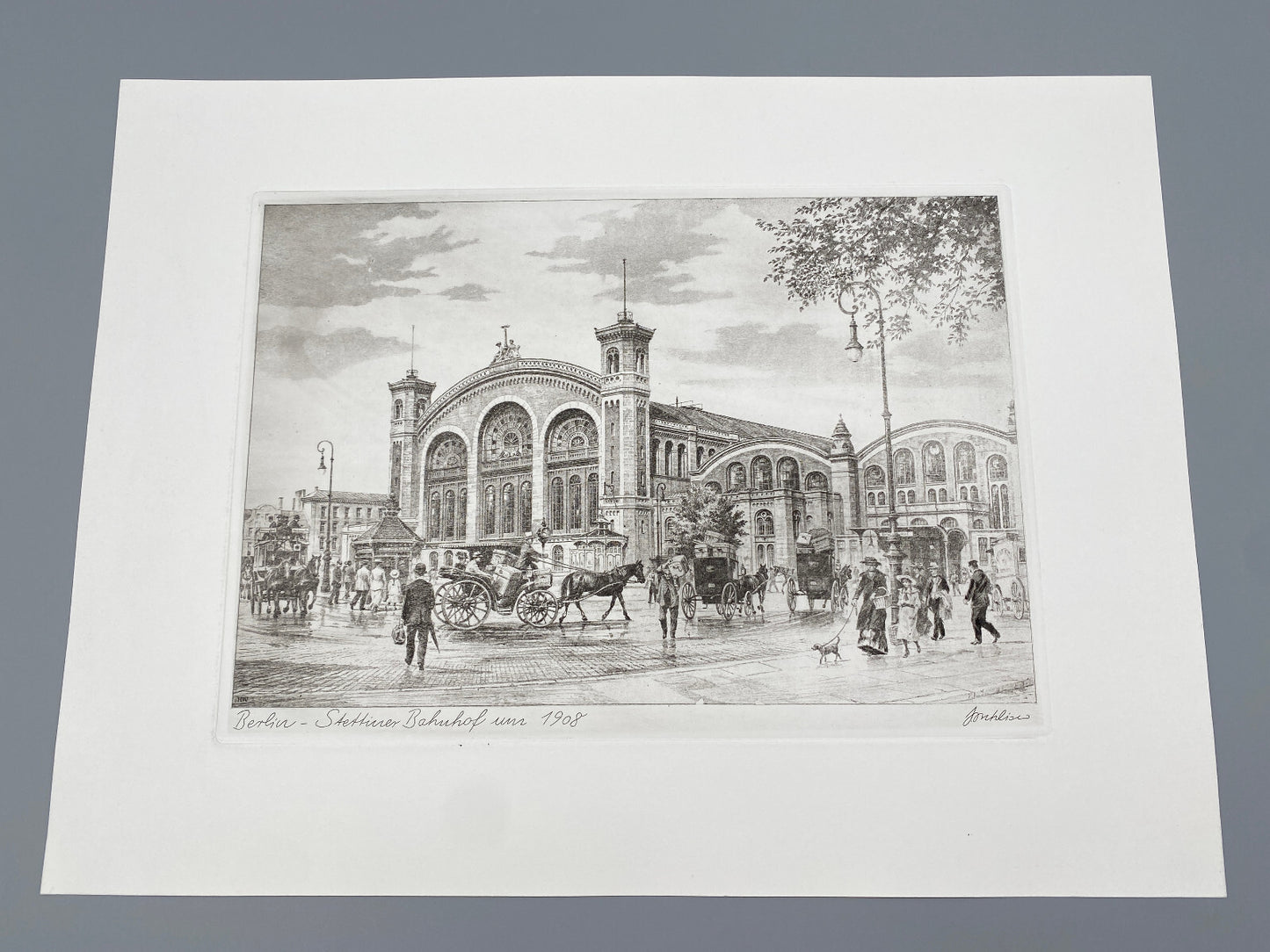 HEINZ WEHLISCH RADIERUNG BERLIN STETTINER BAHNHOF UM 1908 SIGNIERT