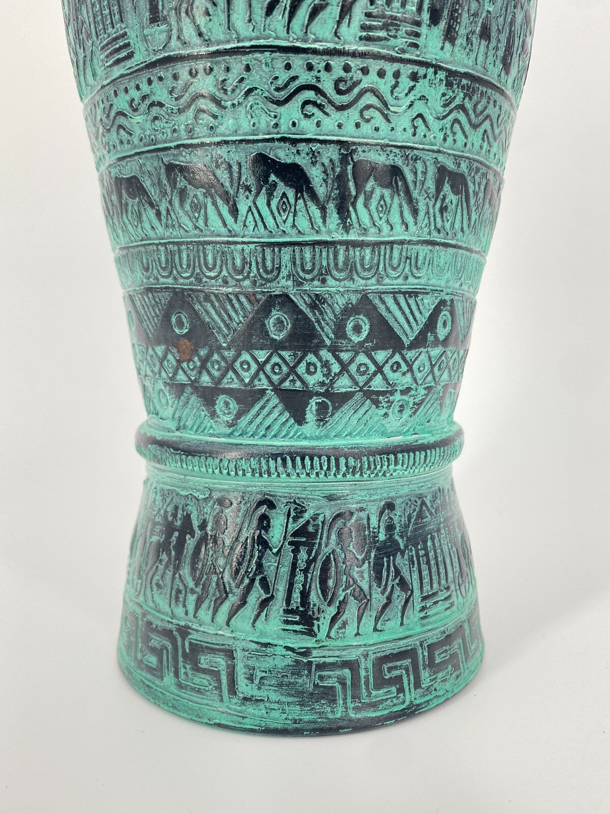 * 2x GRIECHISCHE KERAMIK VASEN RELIEF VASE SAVAS RHODES TÜRKIS ROT