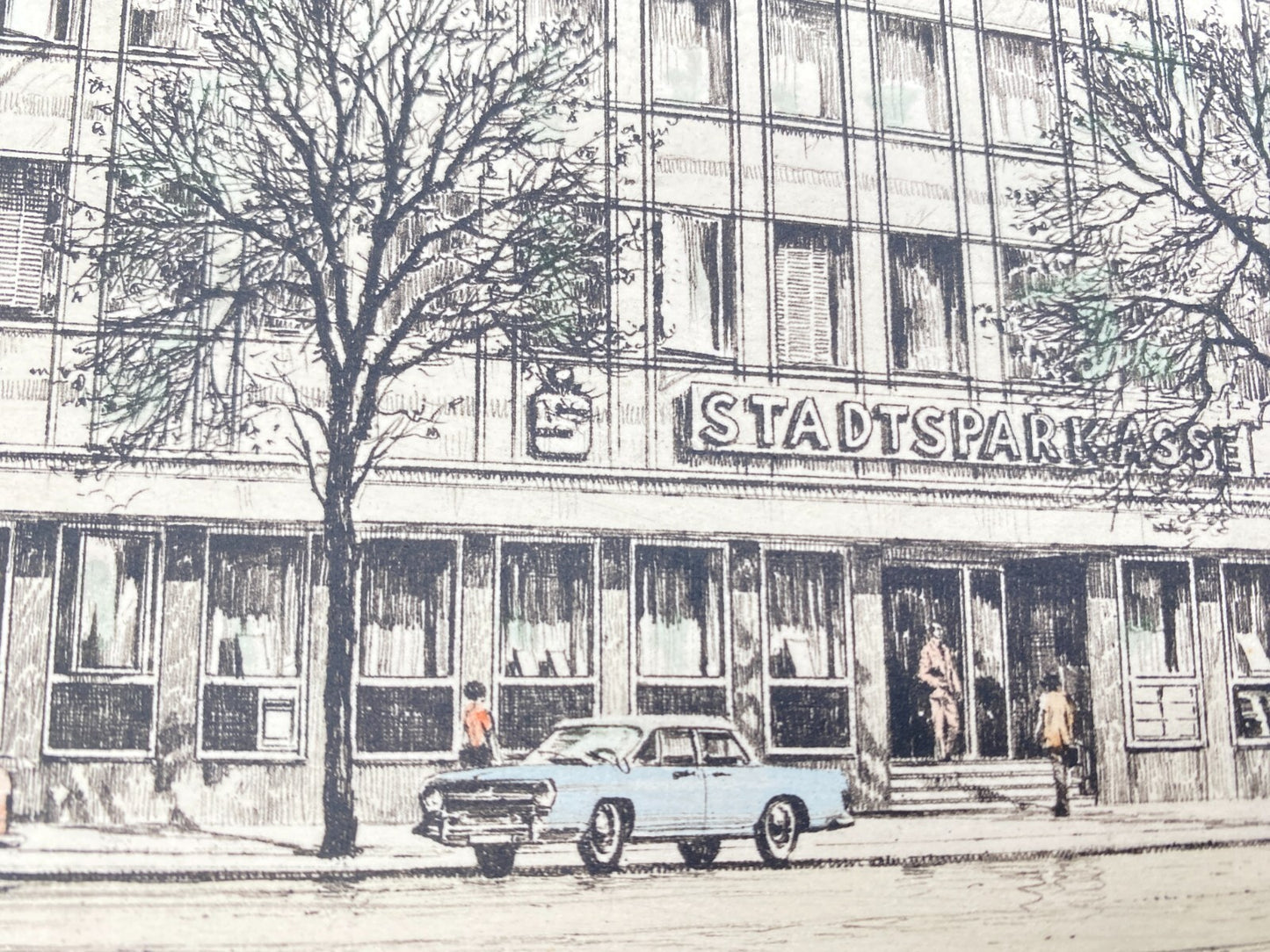 KÜNSTLER HEINZ WEHLISCH RADIERUNG KOLORIERT STADTSPARKASSE BAD PYRMONT SIGNIERT