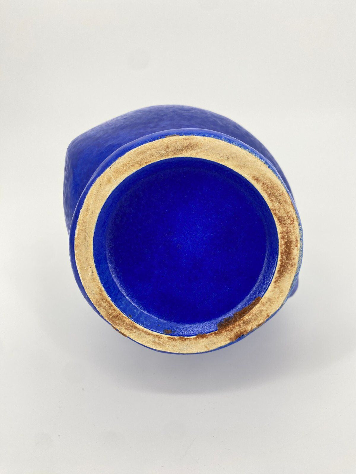 *STUDIOKERAMIK VASE BLAU FAT LAVA LAUFGLASUR W.-GERMANY 60ER 70ER