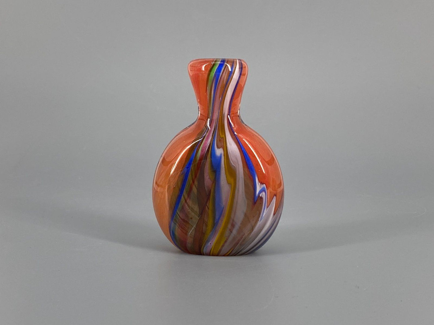 * KLEINE VASE MURANO GLAS ORANGE BLAU BUNT ITALIEN 10 CM MINI