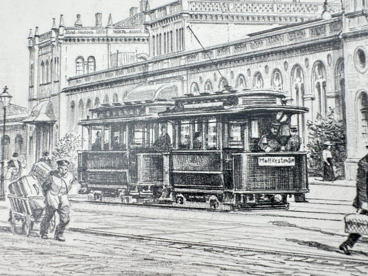 * HEINZ WEHLISCH ZEICHNUNG KARLSRUHE ALTER BAHNHOF SIGNIERT