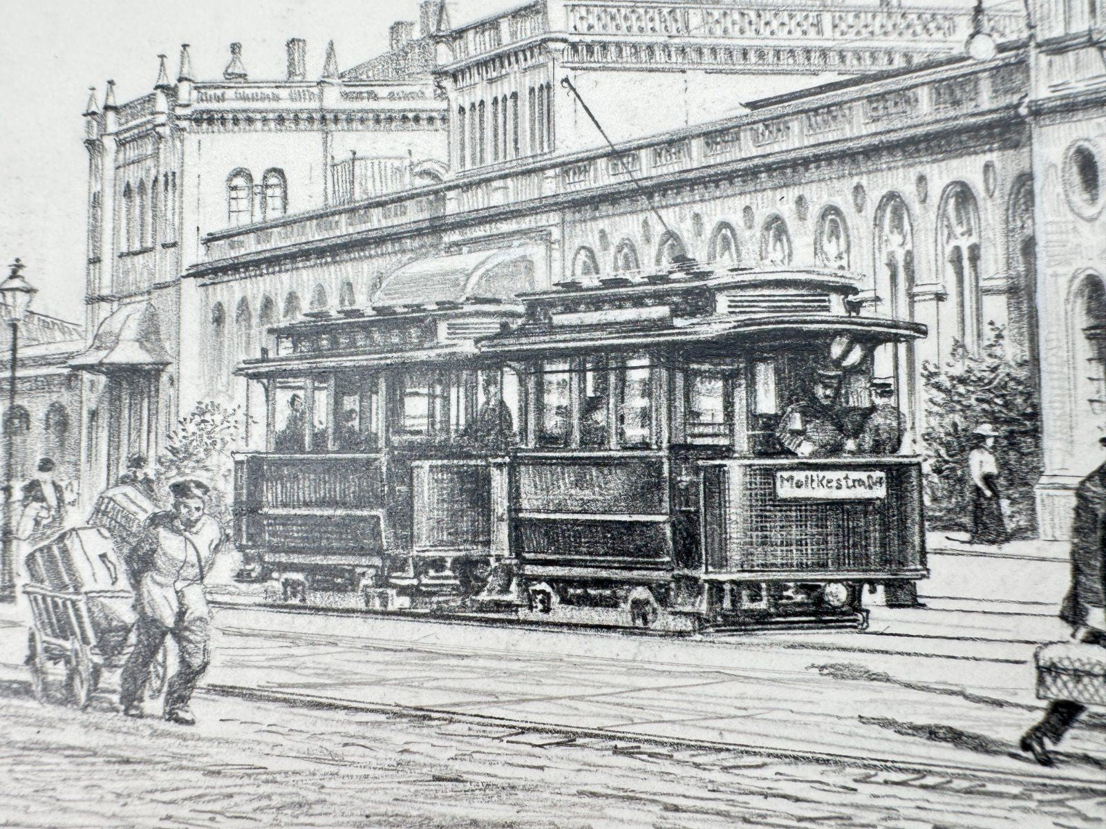 * HEINZ WEHLISCH ZEICHNUNG KARLSRUHE ALTER BAHNHOF SIGNIERT