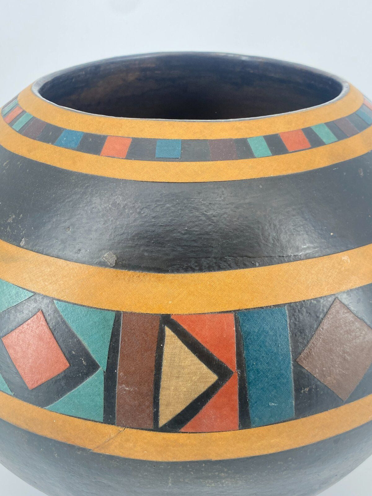 * VASE AFRIKA KERAMIK GROß BODENVASE HANDARBEIT ORNAMENT VINTAGE