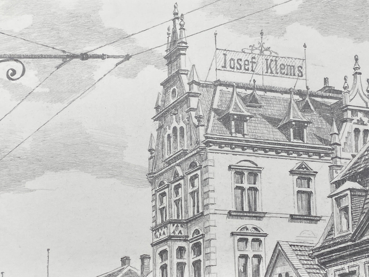 DEUTSCHER KÜNSTLER HEINZ WEHLISCH ZEICHNUNG RECKLINGHAUSEN MARKT 1900 SIGNIERT