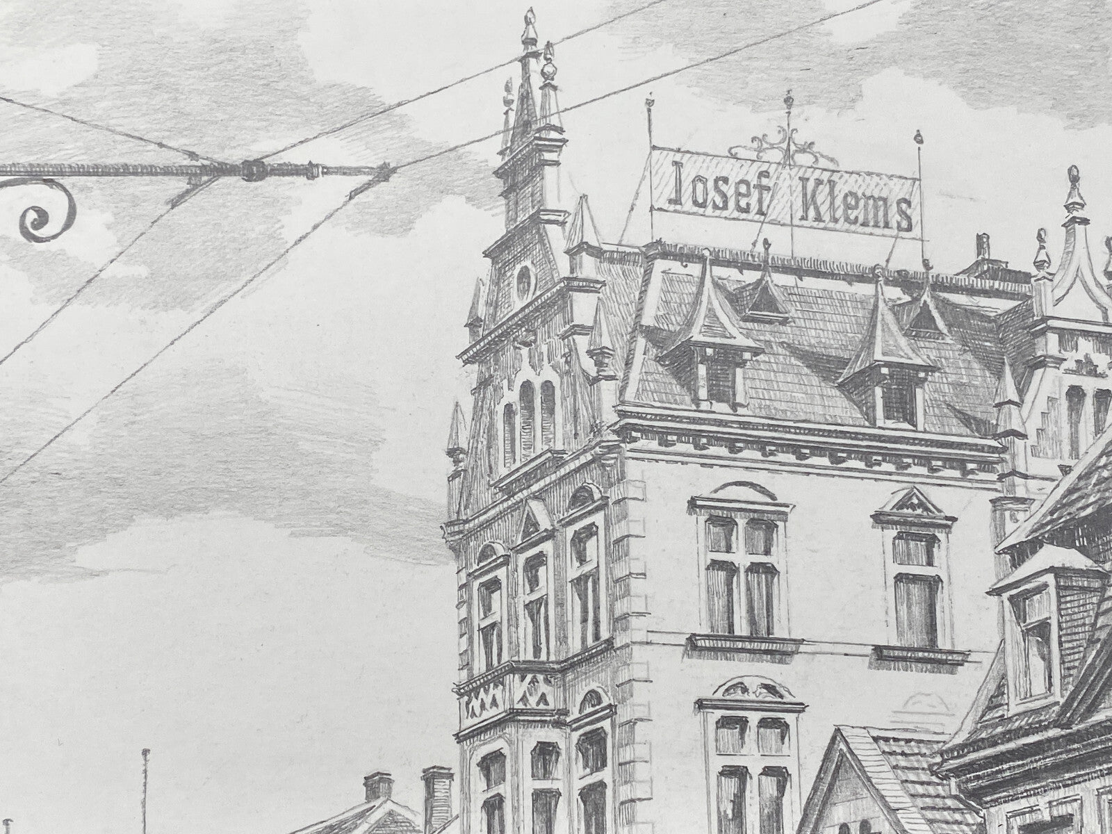 DEUTSCHER KÜNSTLER HEINZ WEHLISCH ZEICHNUNG RECKLINGHAUSEN MARKT 1900 SIGNIERT