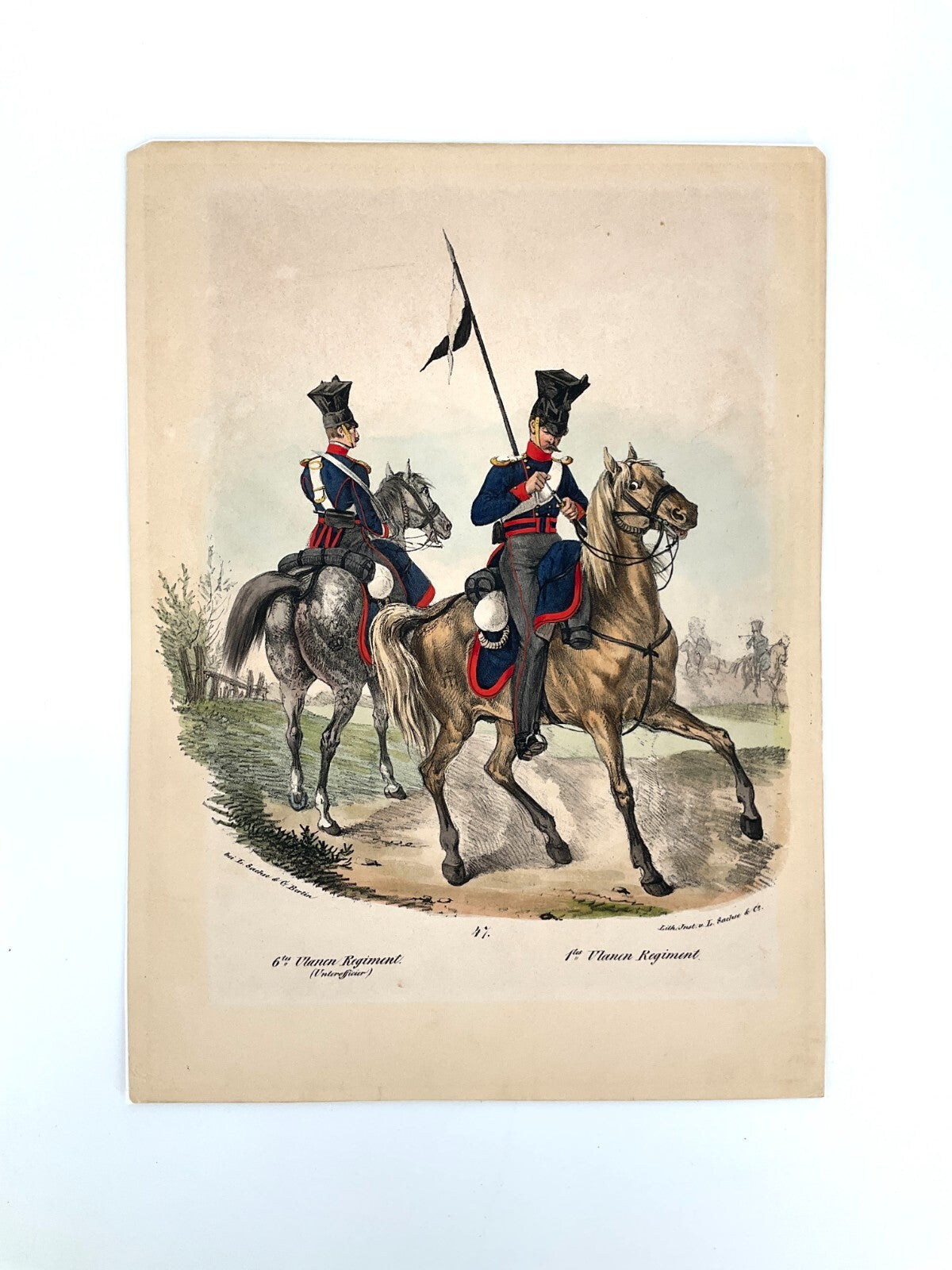*LITHOGRAFIE L. SACHSE UNTEROFFICIER PREUßISCHE ARMEE ULANEN REGIMENT 1830 BERLI