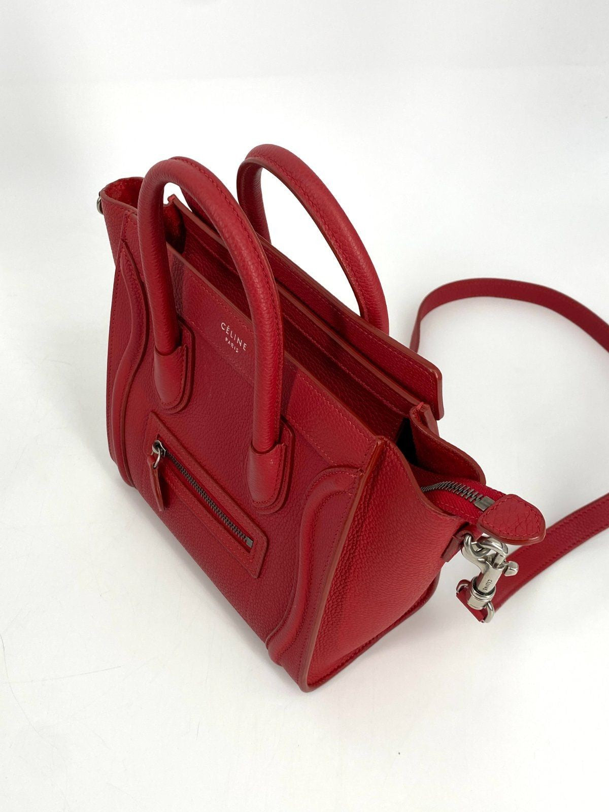 *HANDTASCHE CÉLINE LUGGAGE NANO LEDER POP RED SCHULTERRIEMEN ITAL