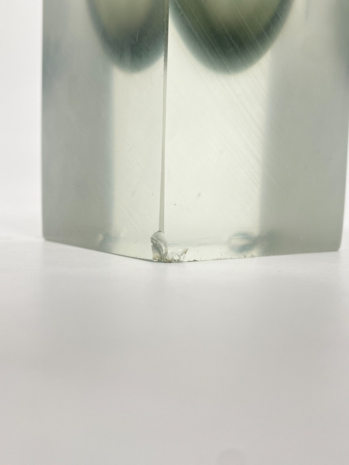 * GLAS VASE BLOCKVASE GRAU TRANSPARENT SATINIERT ÜBERFANGGLAS VINTAGE