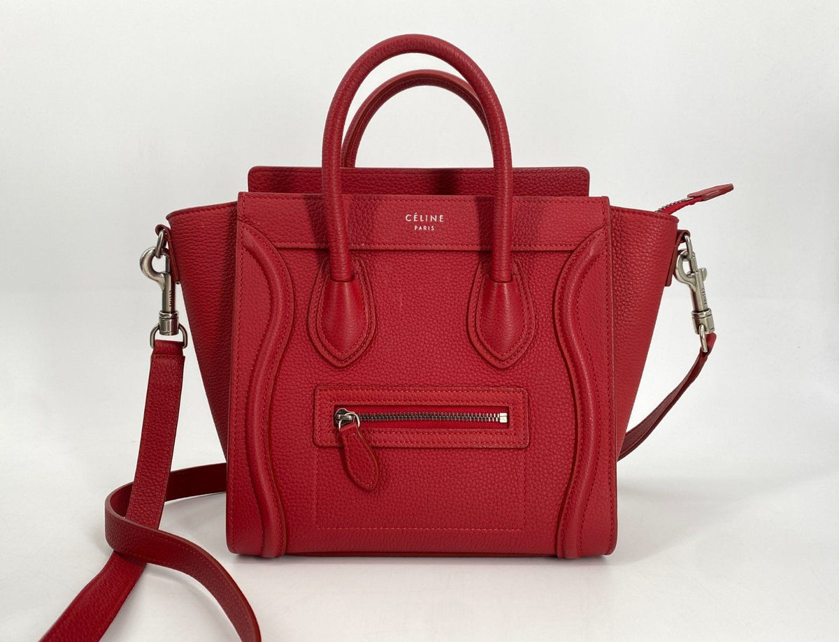 *HANDTASCHE CÉLINE LUGGAGE NANO LEDER POP RED SCHULTERRIEMEN ITAL