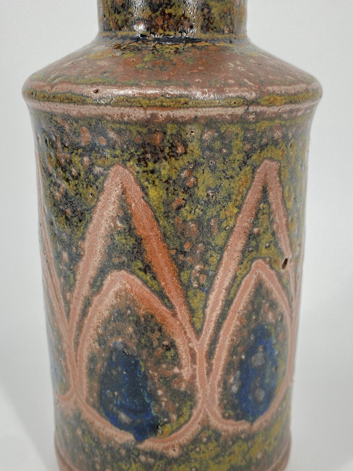 * STUDIOKERAMIK VASE METALLIC PFAUENFEDER DANISH DESIGN VINTAGE