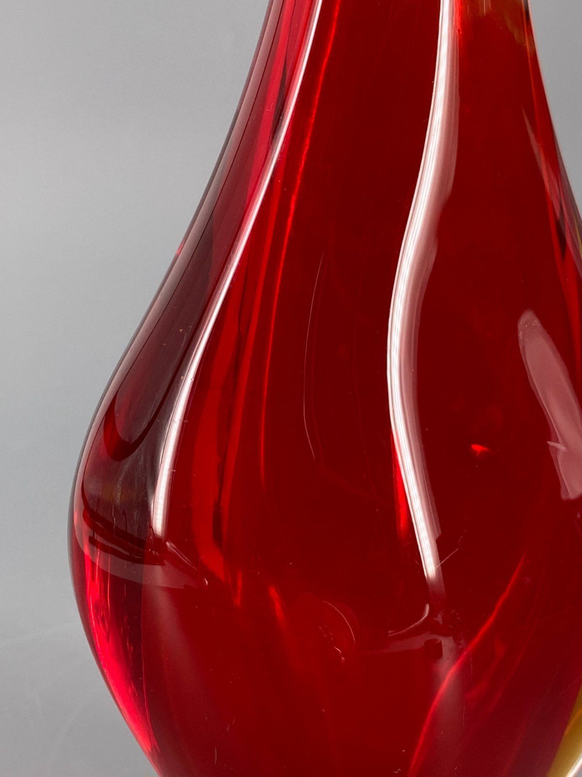 * SOMMERSO GLAS VASE ROT ORANGE MURANO GLAS ITALIEN MID CENTURY