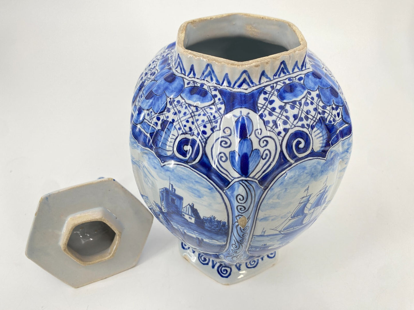 *TICHELAAR MAKKUM VASE DELFTER BLAU GROß STEINZEUG SCHIFFSDEKORATION DALMATINIER