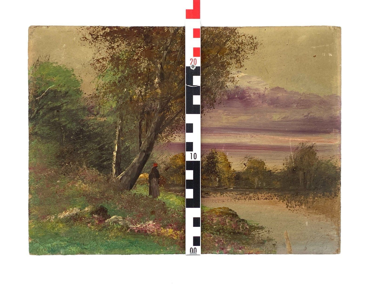 *ÖLGEMÄLDE LANDSCHAFT MIT EINEM BAUM UND PERSON