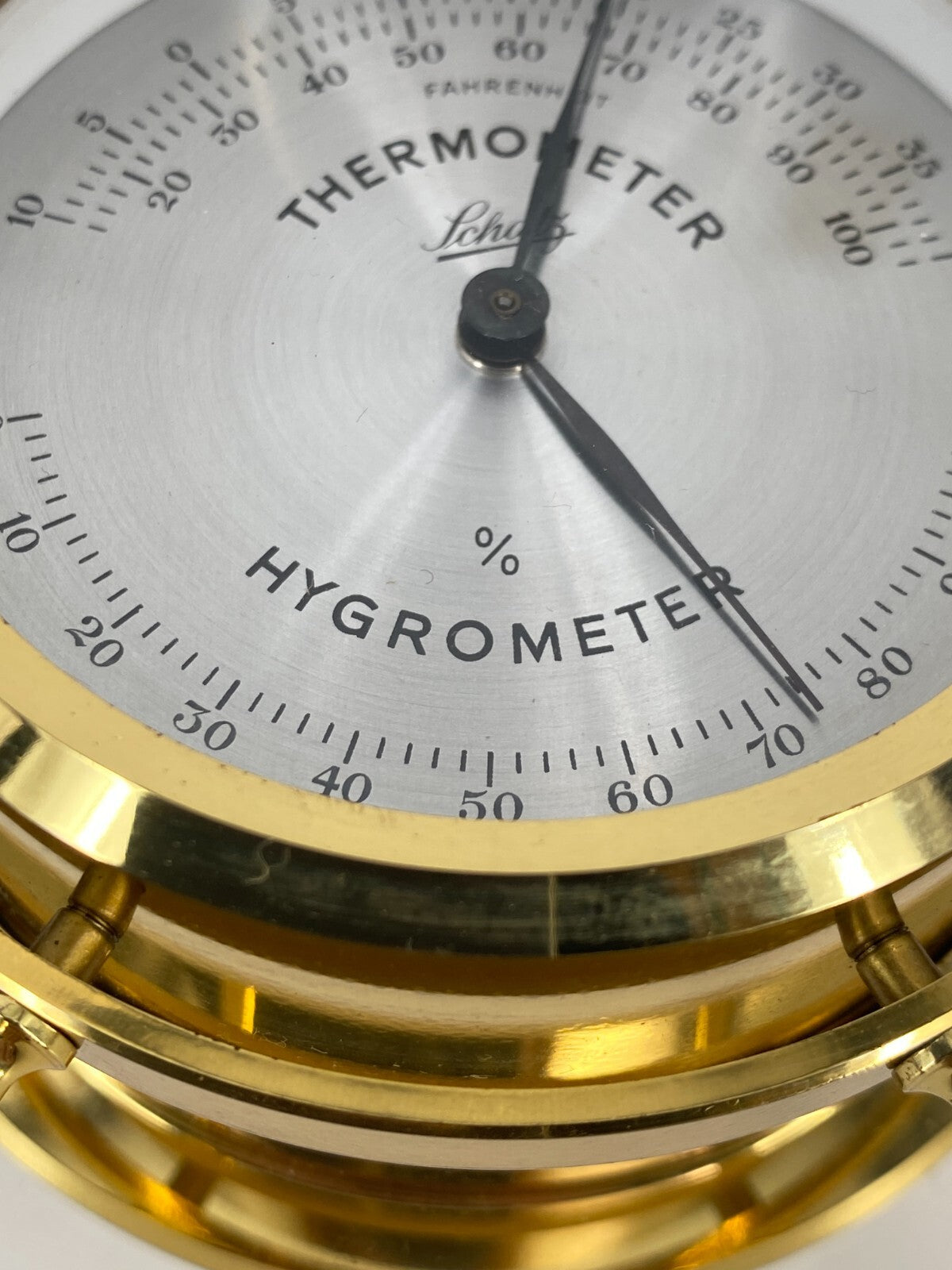 * THERMOMETER HYGROMETER SCHATZ WETTERMESSINSTRUMENT MESSING STEUERRAD VINTAGE