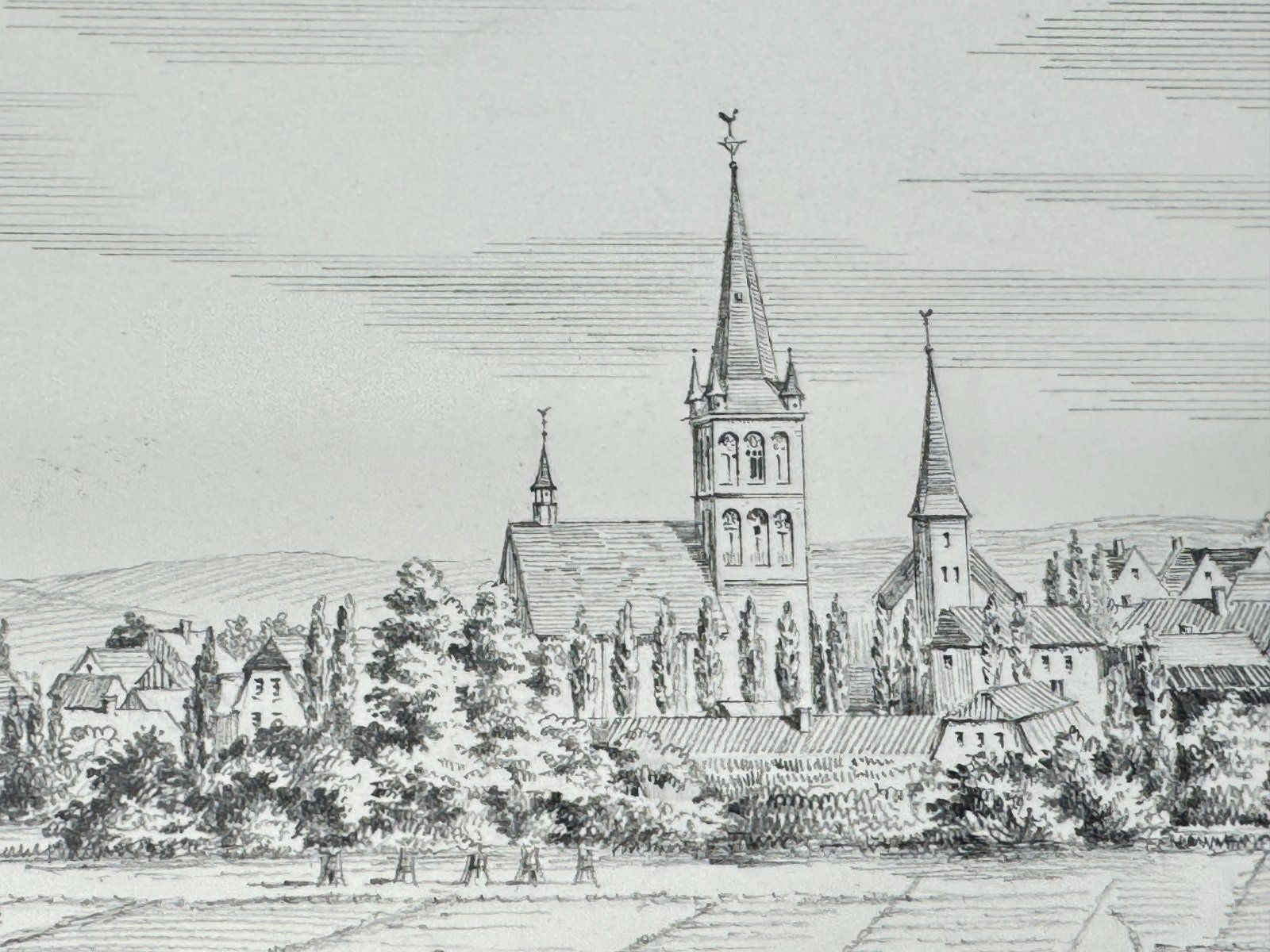 * HEINZ WEHLISCH ZEICHNUNG BOCHUM UM 1780 ANSICHT SIGNIERT