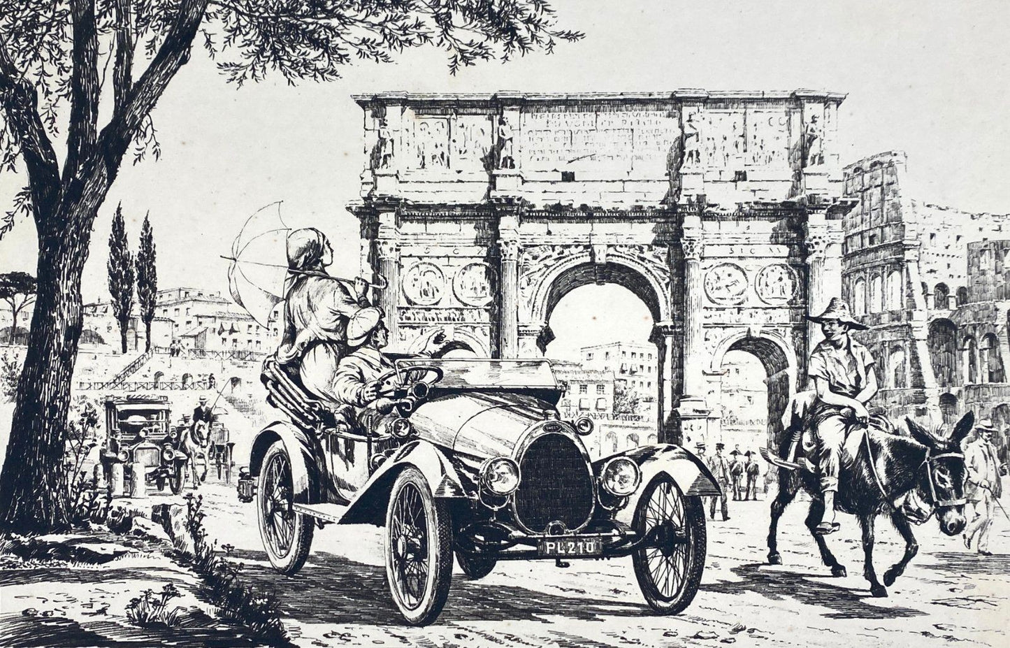 *5x GRAFIK HEINZ WEHLISCH AUTOMOBIL OLDTIMER LONDON PARIS MÜNCHEN