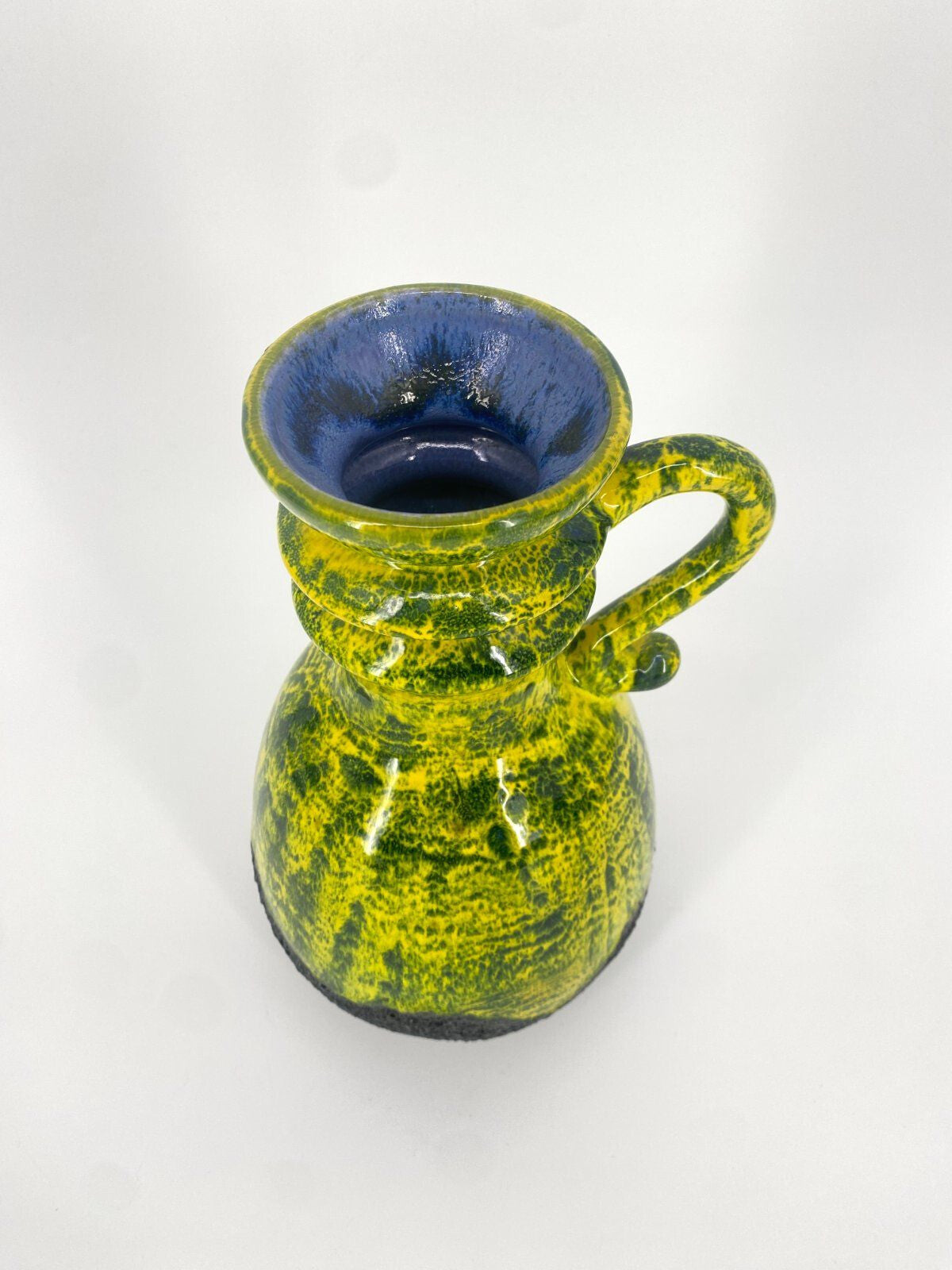 * STUDIOKERAMIK FAT LAVA KRUG VASE GRÜN SCHWARZ W.-GERMANY 70ER