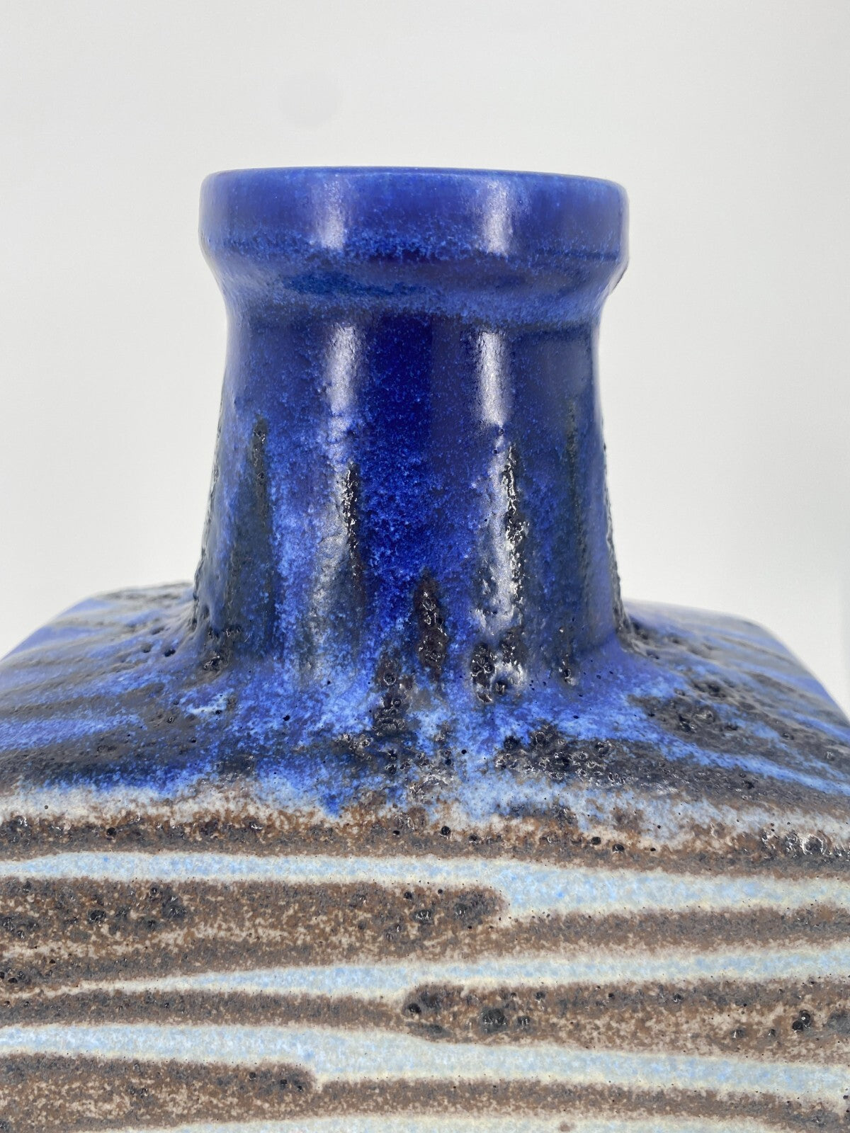 * SCHEURICH FAT LAVA VASE BLAU MID CENTURY 70ER STUDIOKERAMIK 30CM