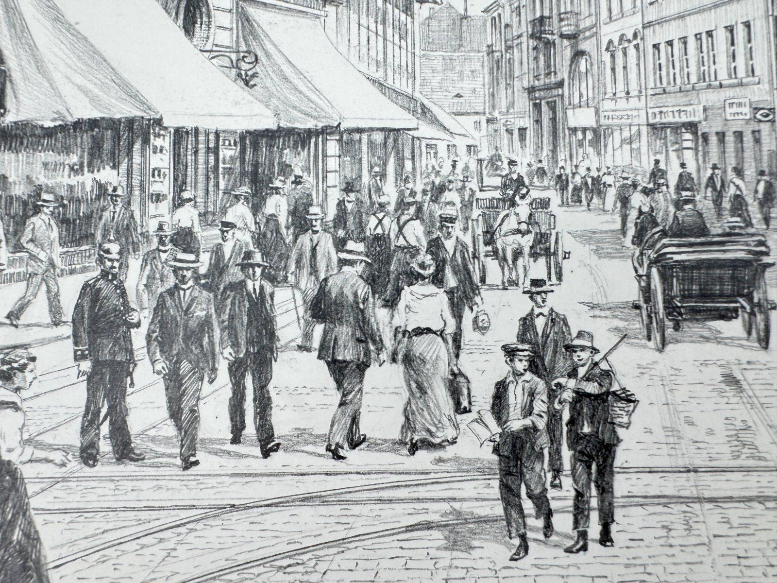 * HEINZ WEHLISCH ZEICHNUNG PFORZHEIM BRÖTZINGER GASS UM 1914 ANSICHT