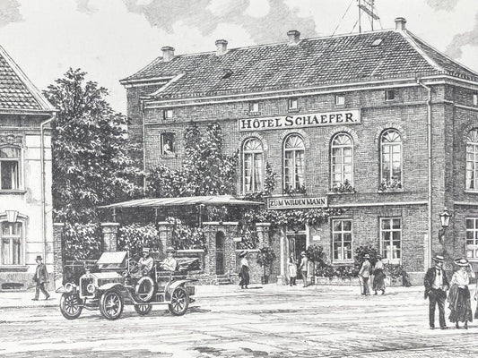 *HEINZ WEHLISCH ZEICHNUNG HÜLS BEI KREFELD ANSICHT HOTEL SCHAEFER