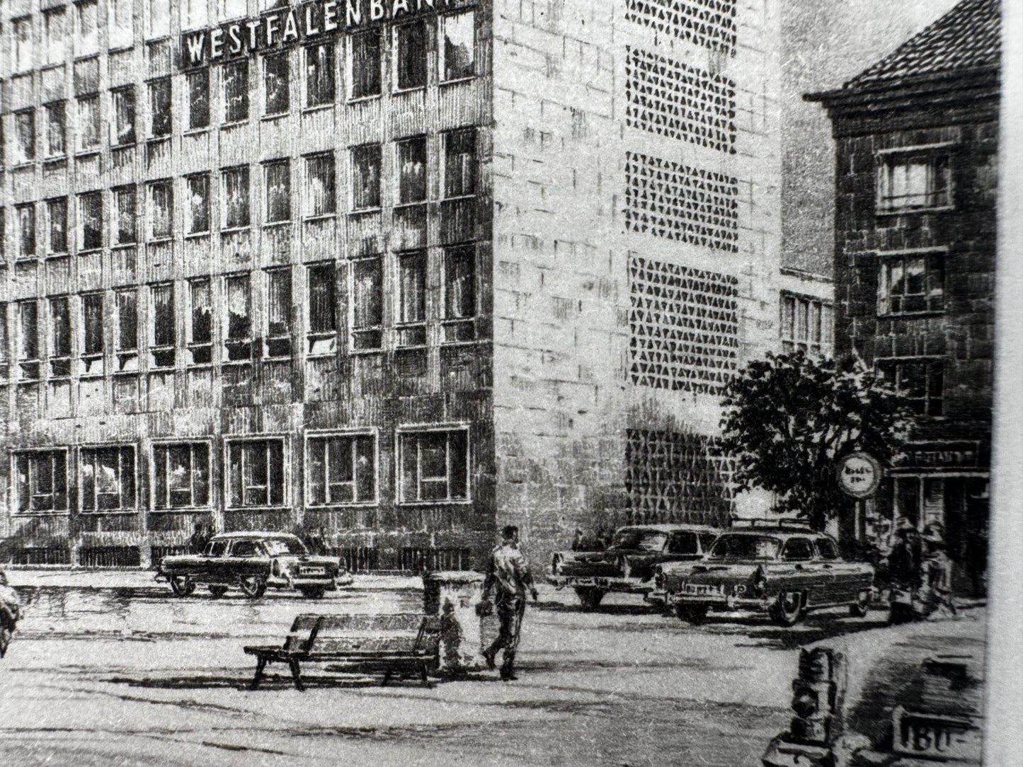 * HEINZ WEHLISCH ORIGINAL RADIERUNG WESTFALENBANK BOCHUM ANSICHT