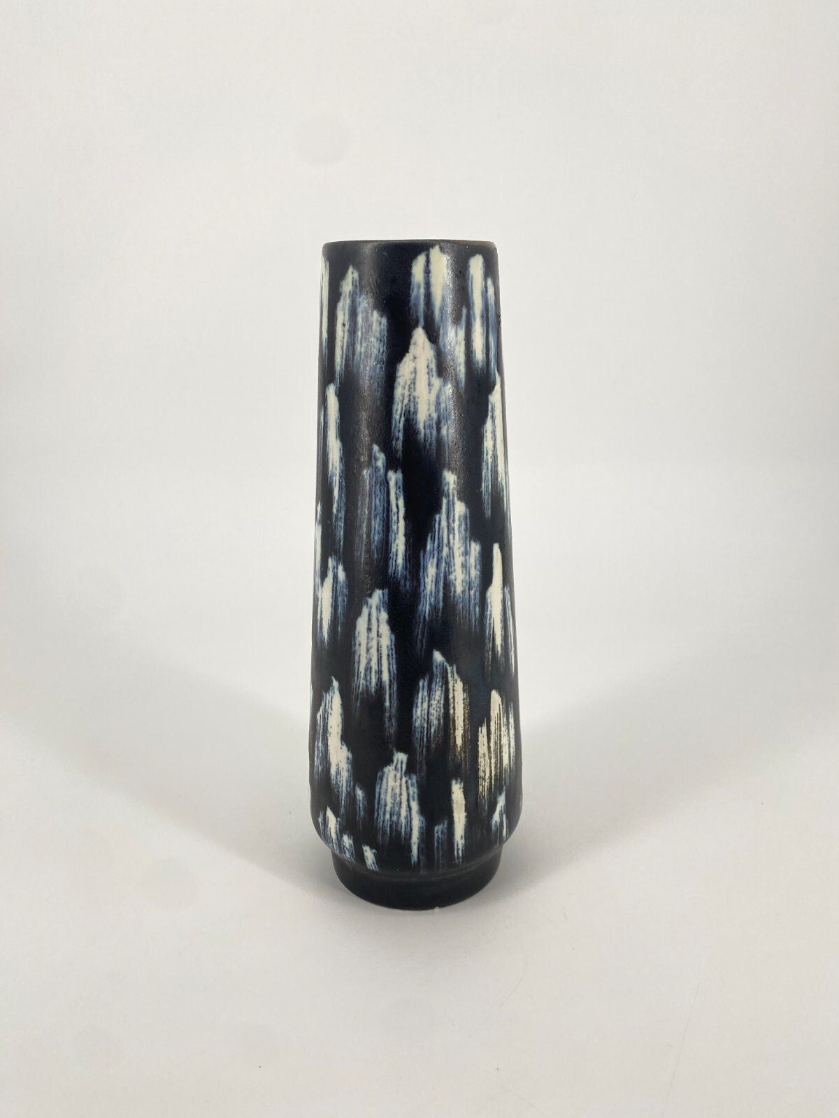 * VASE KERAMIK BLAU WEIß 31,5 CM VINTAGE MID CENTURY VINTAGE