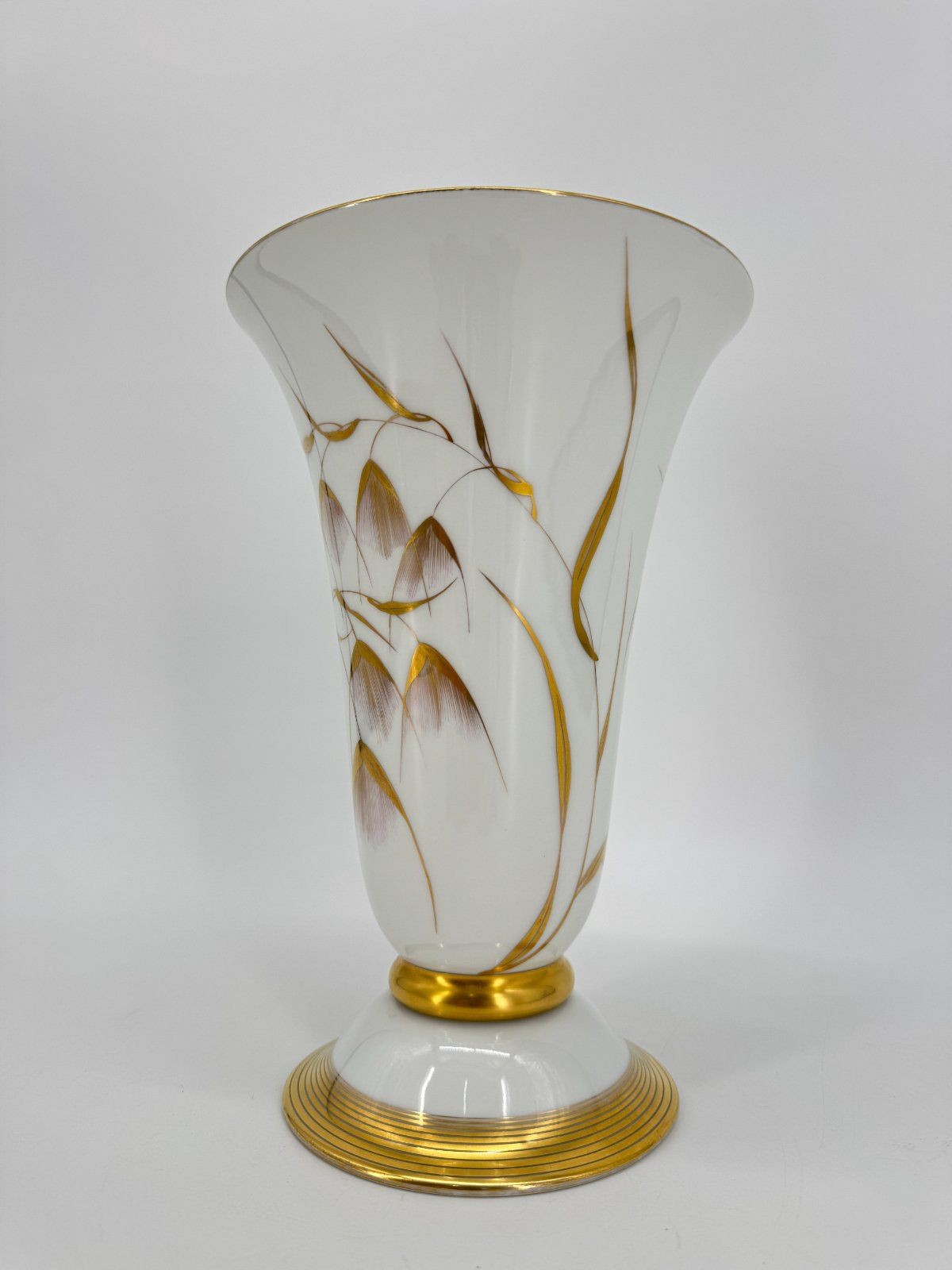 ALTE PORZELLAN VASE FÜRSTENBERG GOLD GRÄSER DEKOR  60ER VINTAGE