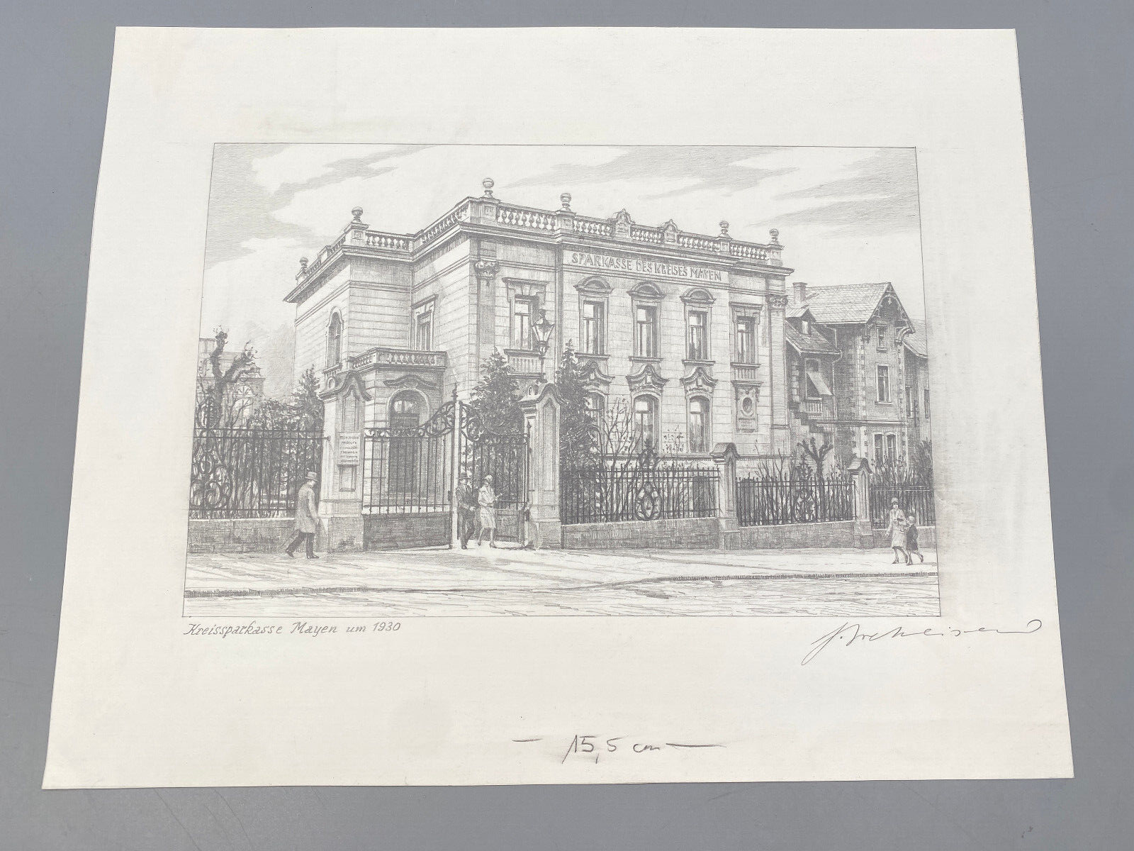 HEINZ WEHLISCH ZEICHNUNG KREISSPARKASSE MAYEN UM 1930 HANDSIGNIERT