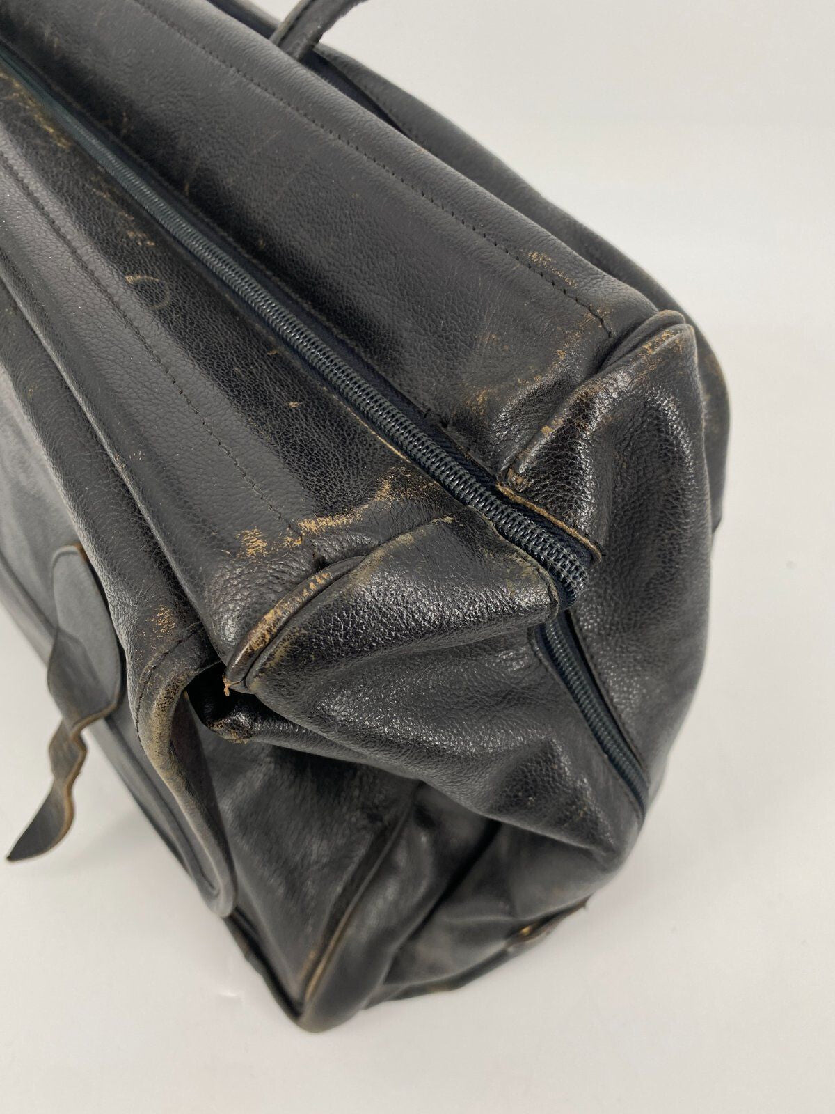 * VINTAGE IL BISONTE ECHT LEDER REISETASCHE SCHWARZ ITALY DESIGN