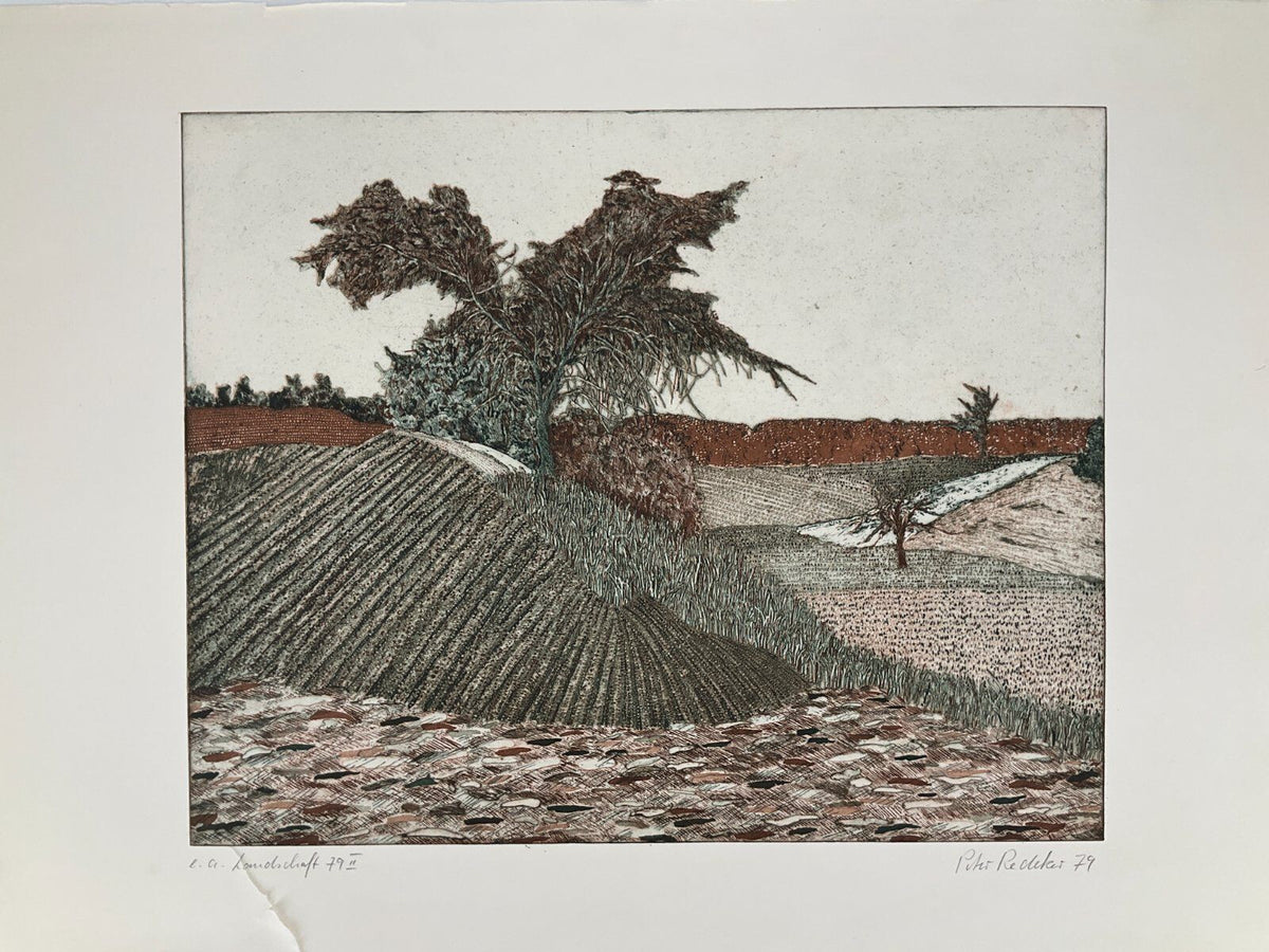 * RADIERUNG PETER REDEKE DRUCK AQUATINTA FARBIG LANDSCHAFT 79 III 1979 KUNSTWERK