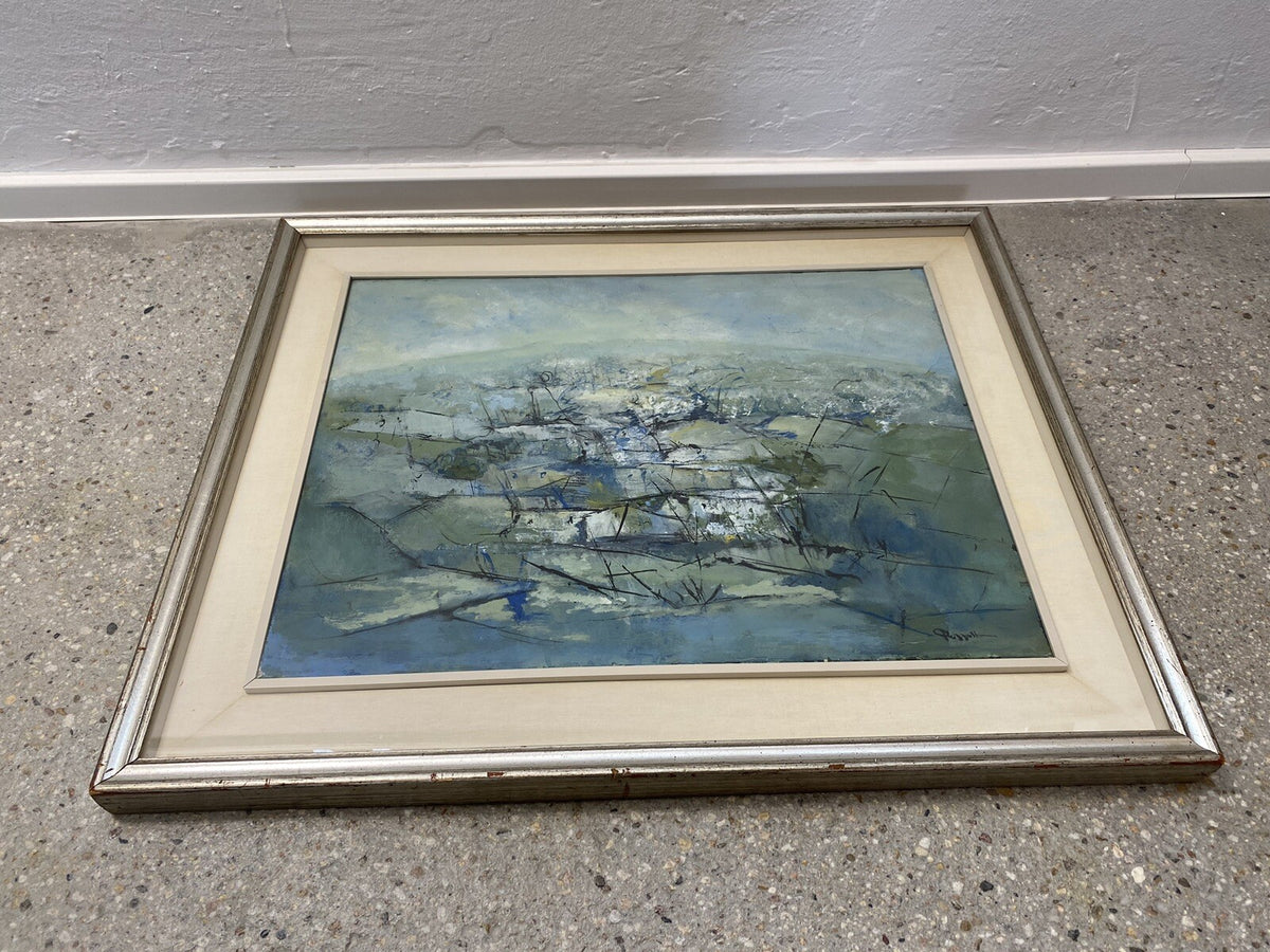 GEMÄLDE ÖLGEMÄLDE ABSTRAKTE LANDSCHAFT ITALIEN DORF ANTONIO PEZZOTTA