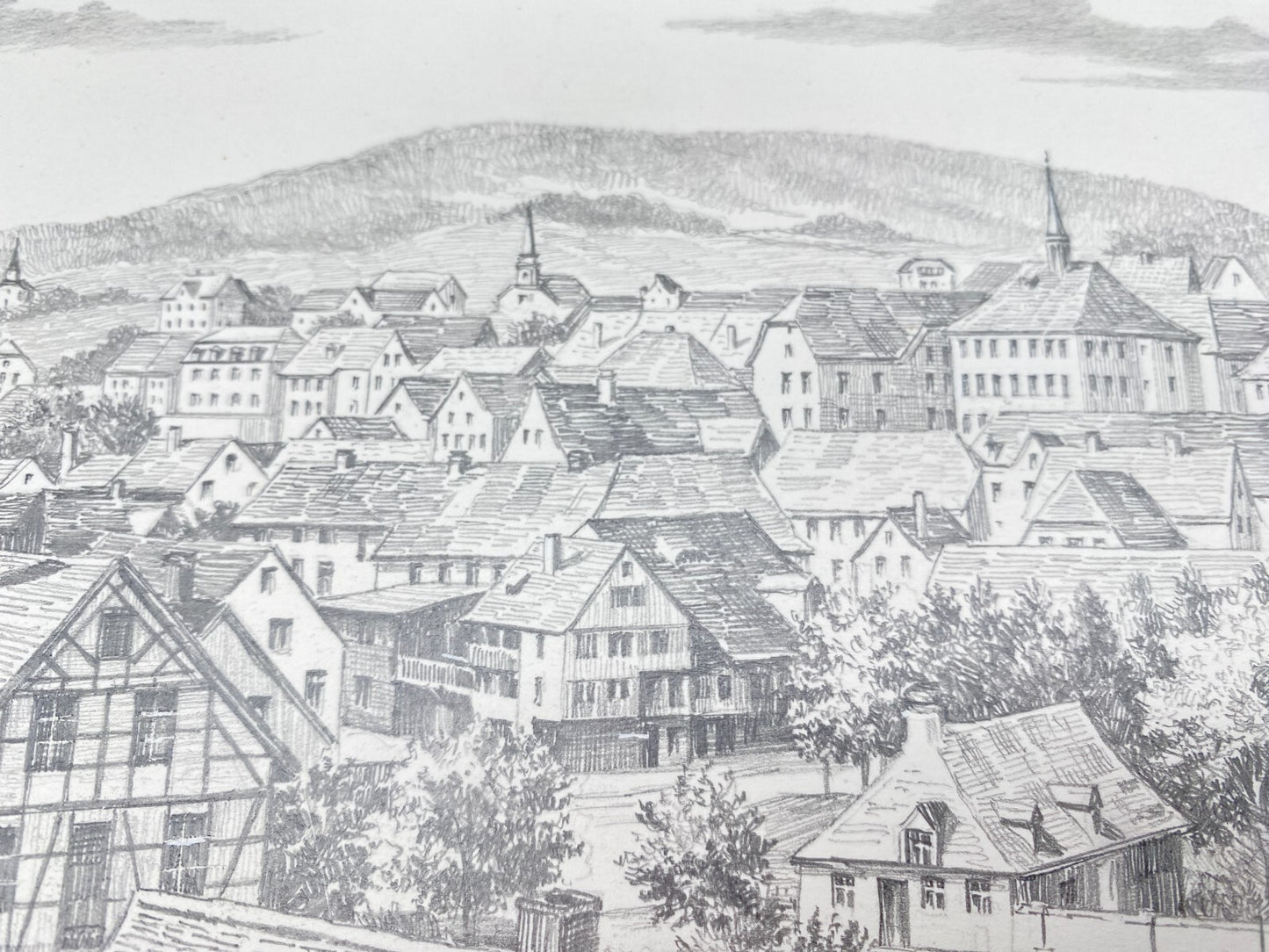 DEUTSCHER KÜNSTLER HEINZ WEHLISCH ZEICHNUNG NEUSTADT UM 1907 HANDSIGNIERT