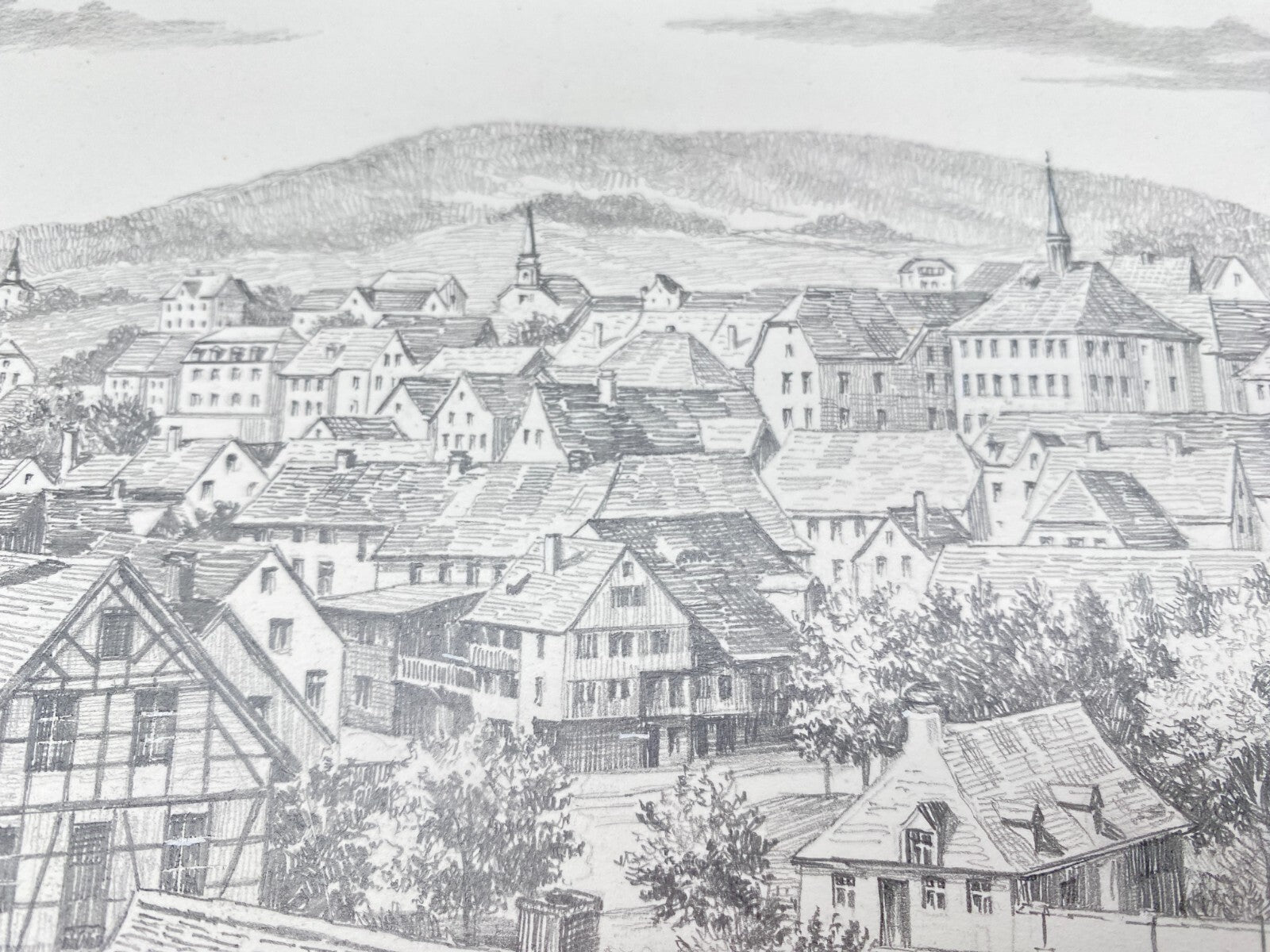 DEUTSCHER KÜNSTLER HEINZ WEHLISCH ZEICHNUNG NEUSTADT UM 1907 HANDSIGNIERT