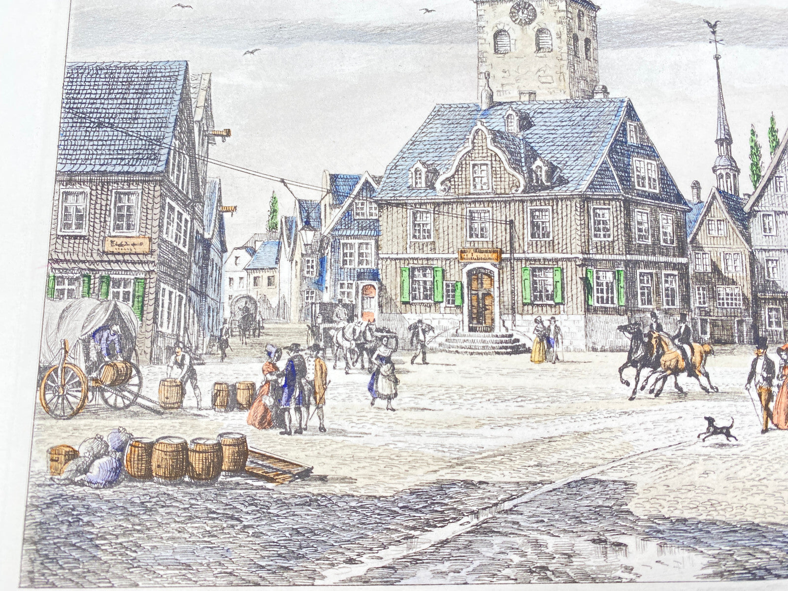 HEINZ WEHLISCH RADIERUNG MARKTPLATZ LENNEP REMSCHEID 1840 HANDSIGNIERT