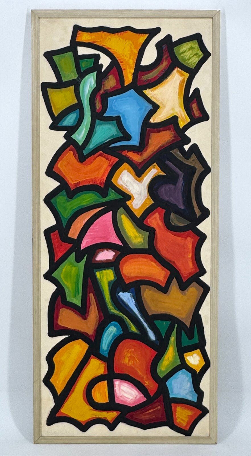 *GEMÄLDE ABSTRAKTE KOMPOSITION 1973 SIGNIERT ACRYL BUNT GERAHMT