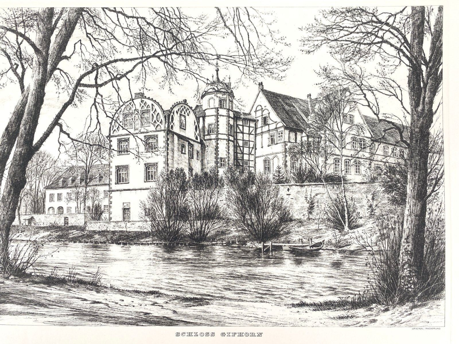 * RADIERUNG WEHLISCH ANSICHT SCHLOSS GIFHORN NIEDERSACHSEN