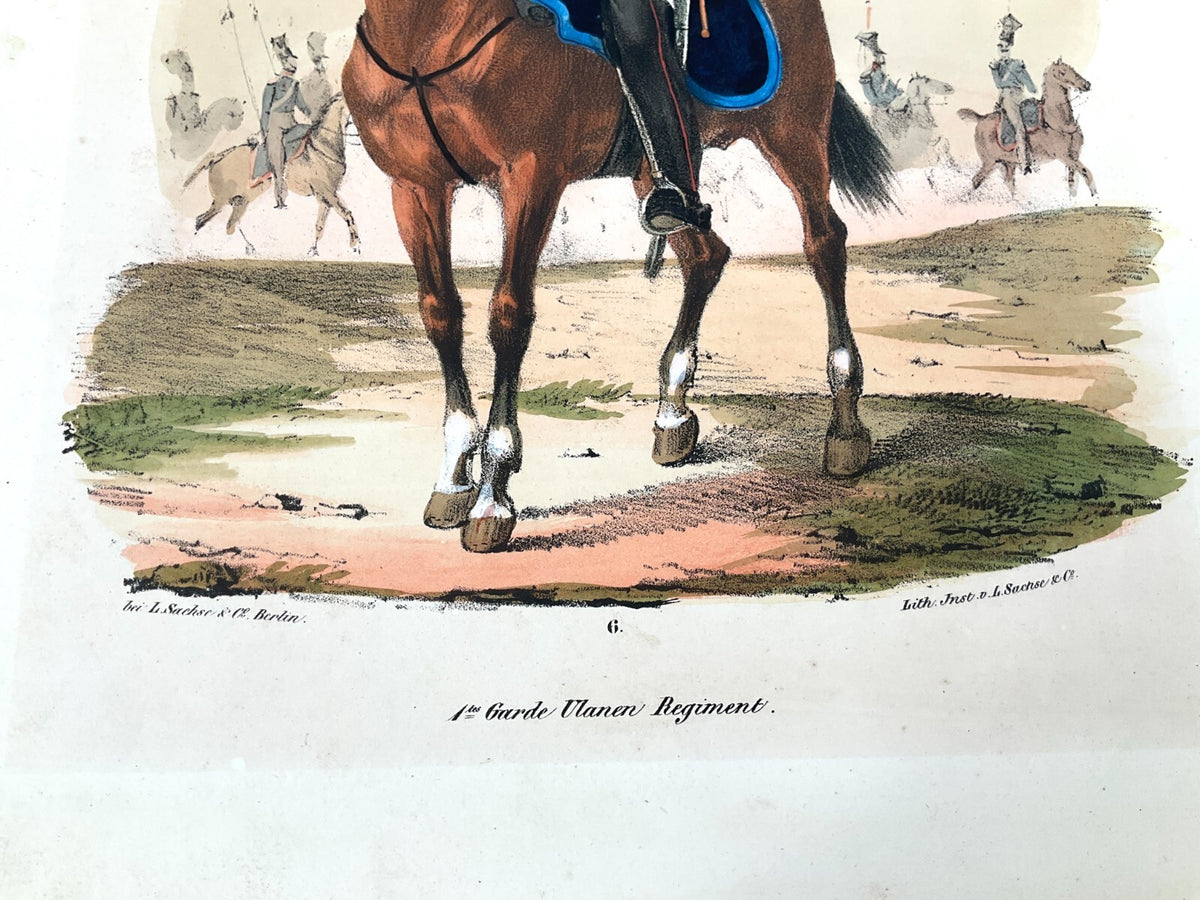 *LITHOGRAFIE L. SACHSE PREUßISCHE ARMEE ULANEN REGIMENT DRAGONER 1830 BERLIN