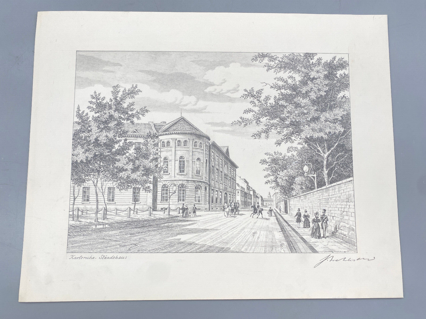 HEINZ WEHLISCH  3X ZEICHNUNGEN KARLSRUHE ETTLINGER TOR STÄNDEHAUS ORIGINAL
