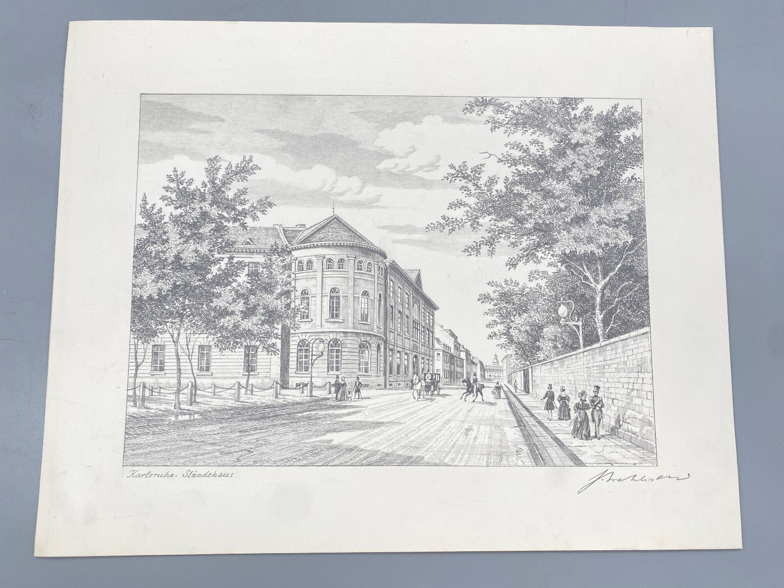 HEINZ WEHLISCH  3X ZEICHNUNGEN KARLSRUHE ETTLINGER TOR STÄNDEHAUS ORIGINAL