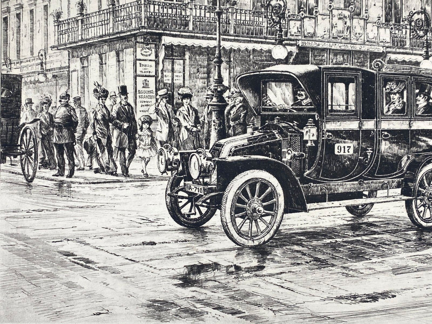*1v6 HEINZ WEHLISCH LITHOGRAFIE BERLIN AUTOMOBIL RENAULT 1912