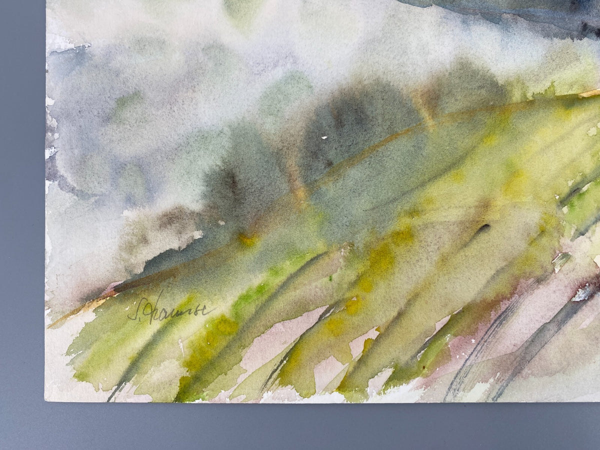 *AQUARELLGEMÄLDE ITALIEN LANDSCHAFT MEDITERRAN SONNENAUFGANG HUND SIGRID HANNSE