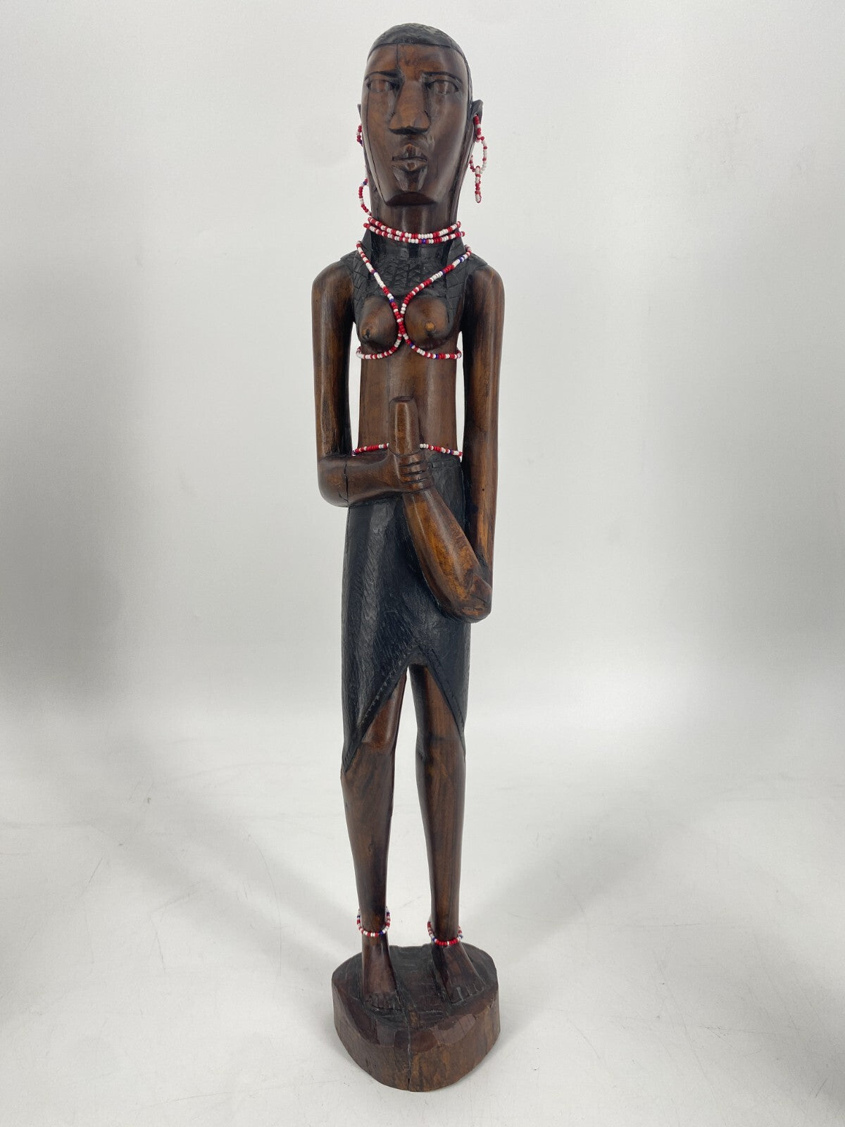 * 2 STK HOLZ FIGUREN MASSAI KENIA AFRIKA MANN FRAU STATUETTE SKULPTUR VINTAGE