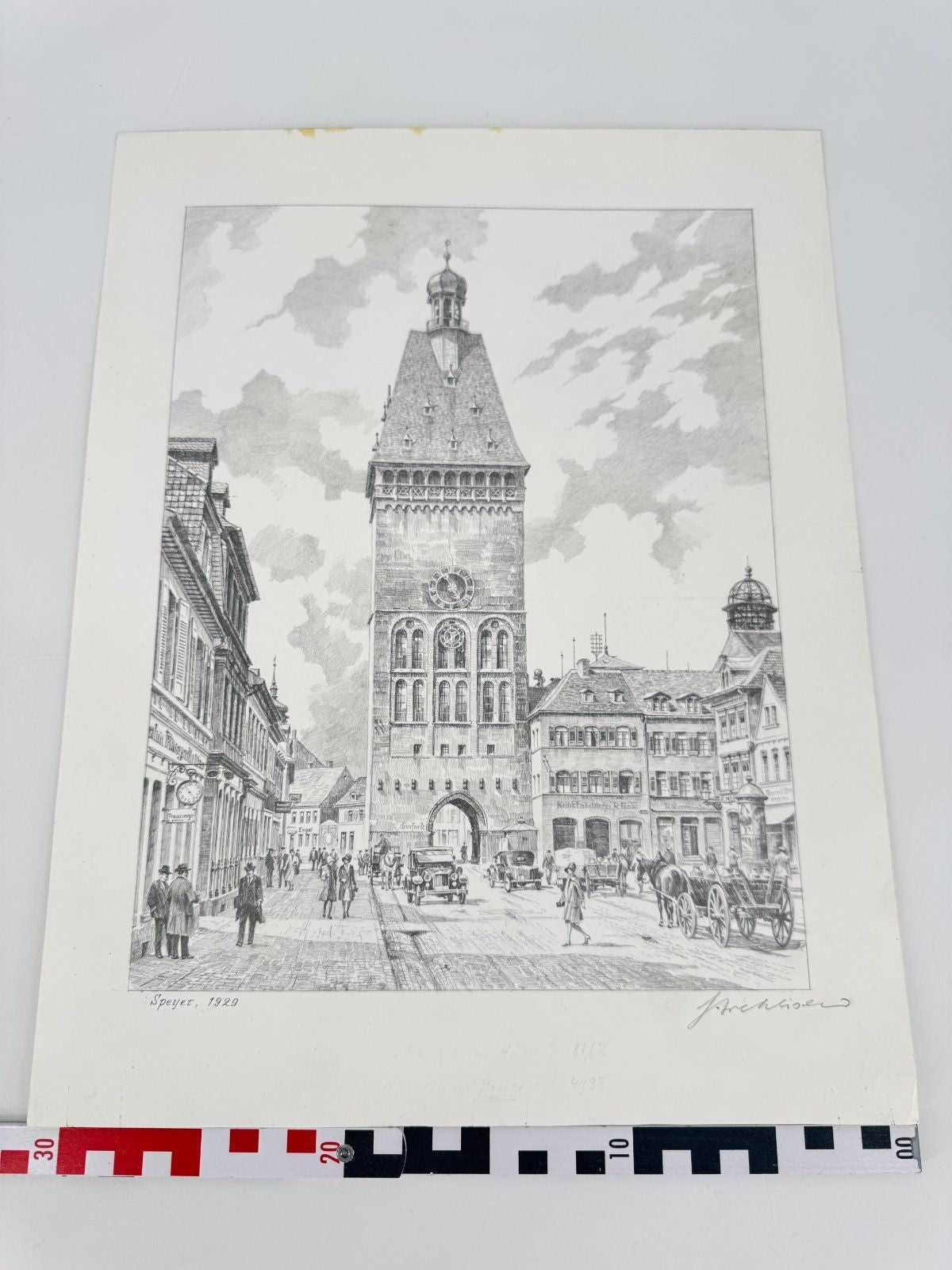 * HEINZ WEHLISCH ZEICHNUNG SPEYER UM 1929 ANSICHT SIGNIERT