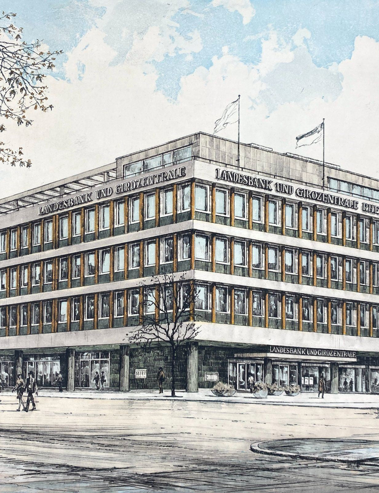 *1v2 GRAFIK HEINZ WEHLISCH LANDESBANK MAINZ VINTAGE OFFSET-LITHO